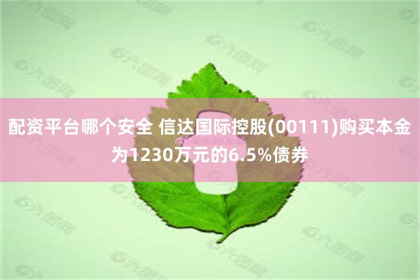 配资平台哪个安全 信达国际控股(00111)购买本金为1230万元的6.5%债券